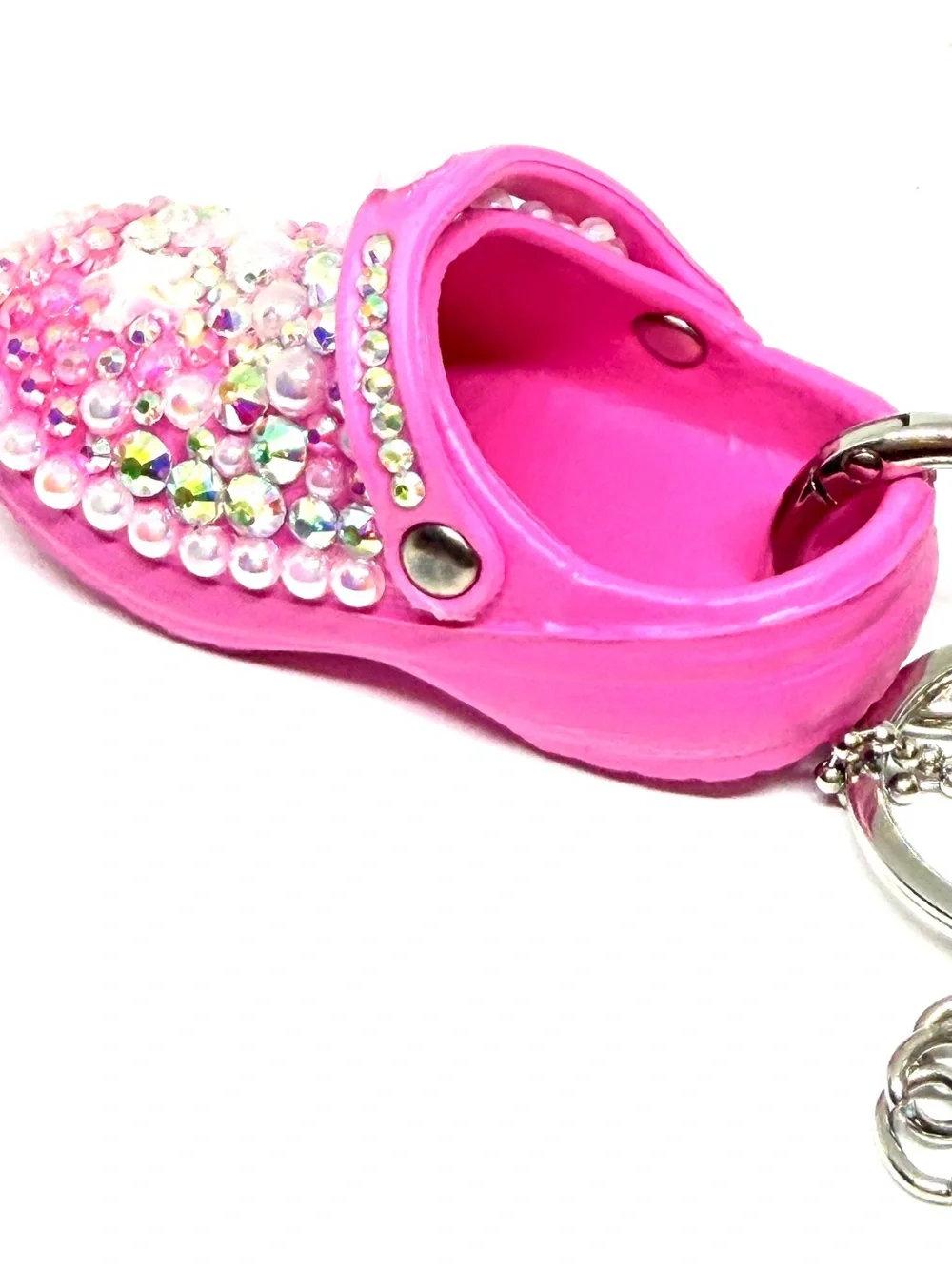 Pink Jeweled Mini Clog Keychain